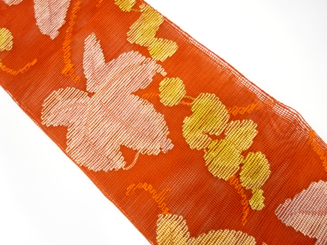 JAPANESE NAGOYA OBI FOR SUMMER / WOVEN GRAPE ARABESQUE
